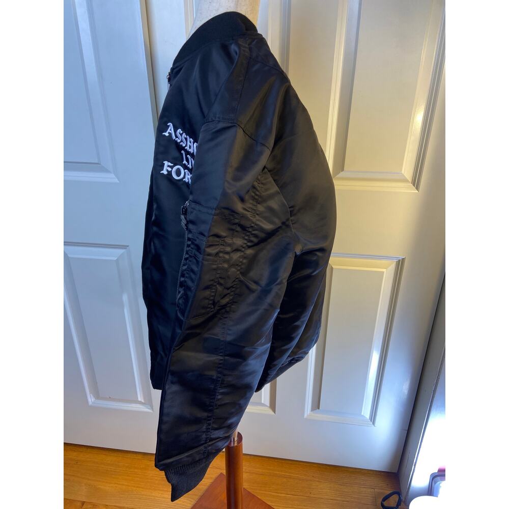 ALF LINDA Finegold Black Orange White Men's Bomber Puffer Jacket Slogan - Picture 6 of 8